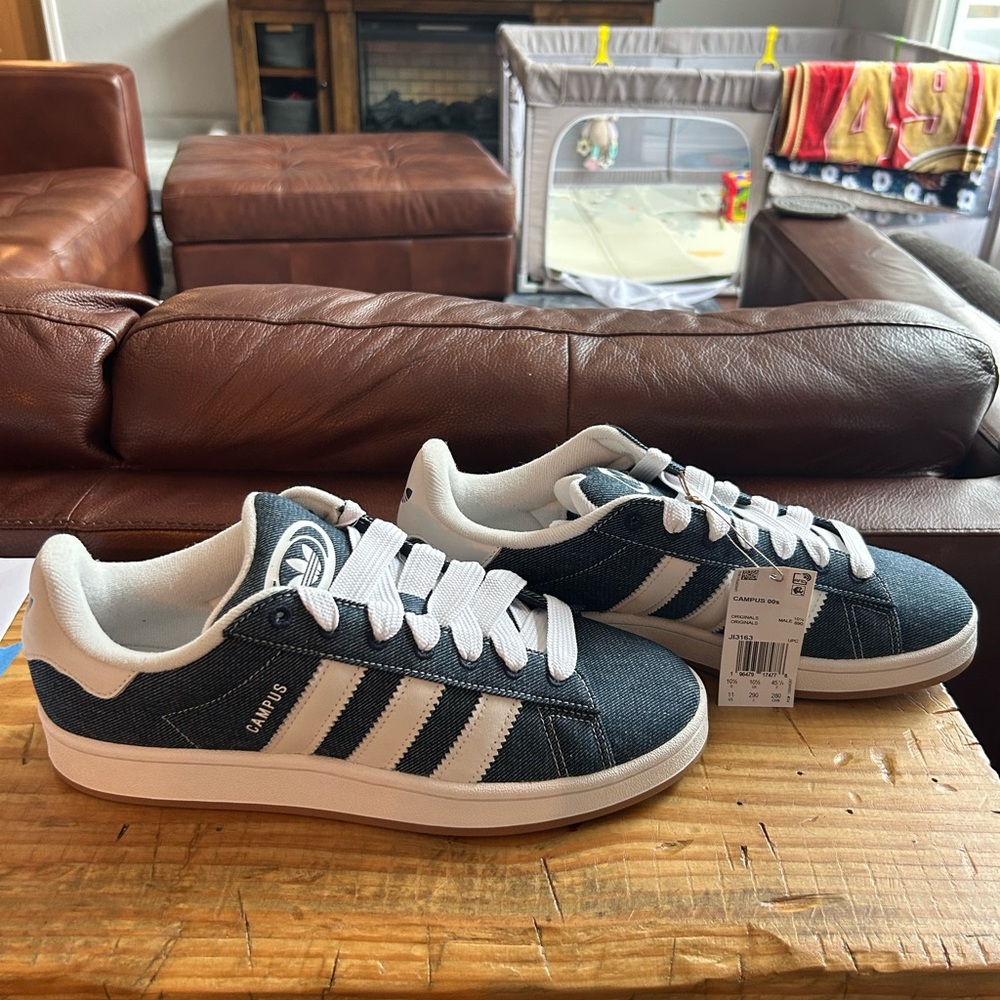 Adidas Men's denim blue and White Sneakers